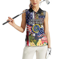 US Virgin Islands USA Half Flag Women Sleeveless Polo Shirt Together We Grow Smoke Effect - Wonder Print Shop
