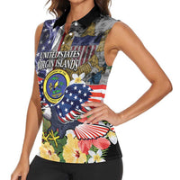 US Virgin Islands USA Half Flag Women Sleeveless Polo Shirt Together We Grow Smoke Effect - Wonder Print Shop