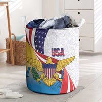 United States Virgin Islands Laundry Basket USA Curve Flag With Yellow Eagle - Wonder Print Shop