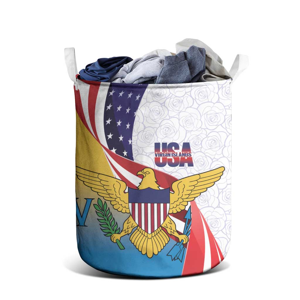 United States Virgin Islands Laundry Basket USA Curve Flag With Yellow Eagle - Wonder Print Shop