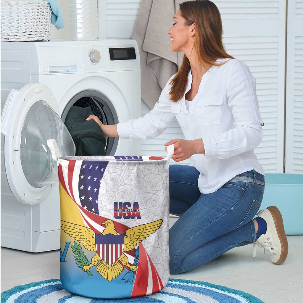 United States Virgin Islands Laundry Basket USA Curve Flag With Yellow Eagle - Wonder Print Shop