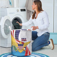 United States Virgin Islands Laundry Basket USA Curve Flag With Yellow Eagle - Wonder Print Shop