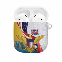United States Virgin Islands AirPods Case USA Curve Flag With Yellow Eagle - Wonder Print Shop