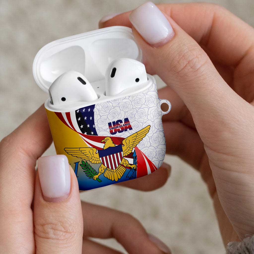 United States Virgin Islands AirPods Case USA Curve Flag With Yellow Eagle - Wonder Print Shop