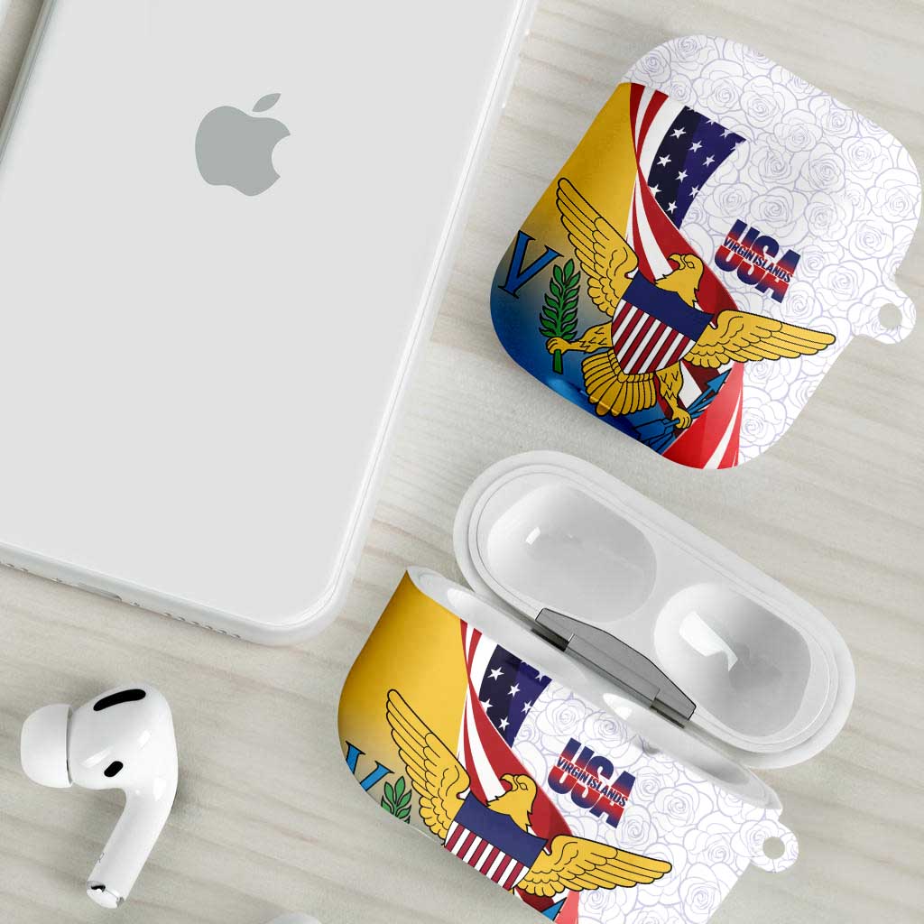 United States Virgin Islands AirPods Case USA Curve Flag With Yellow Eagle - Wonder Print Shop