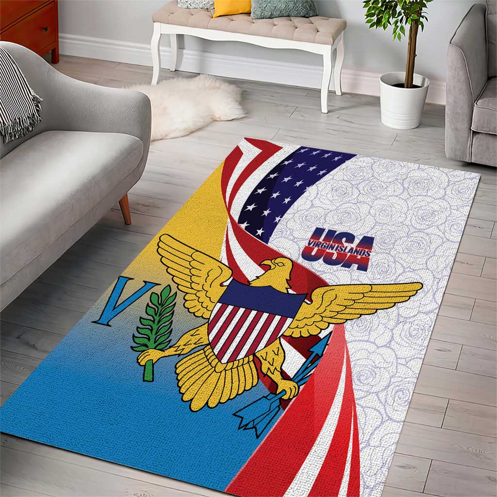 United States Virgin Islands Area Rug USA Curve Flag With Yellow Eagle - Wonder Print Shop