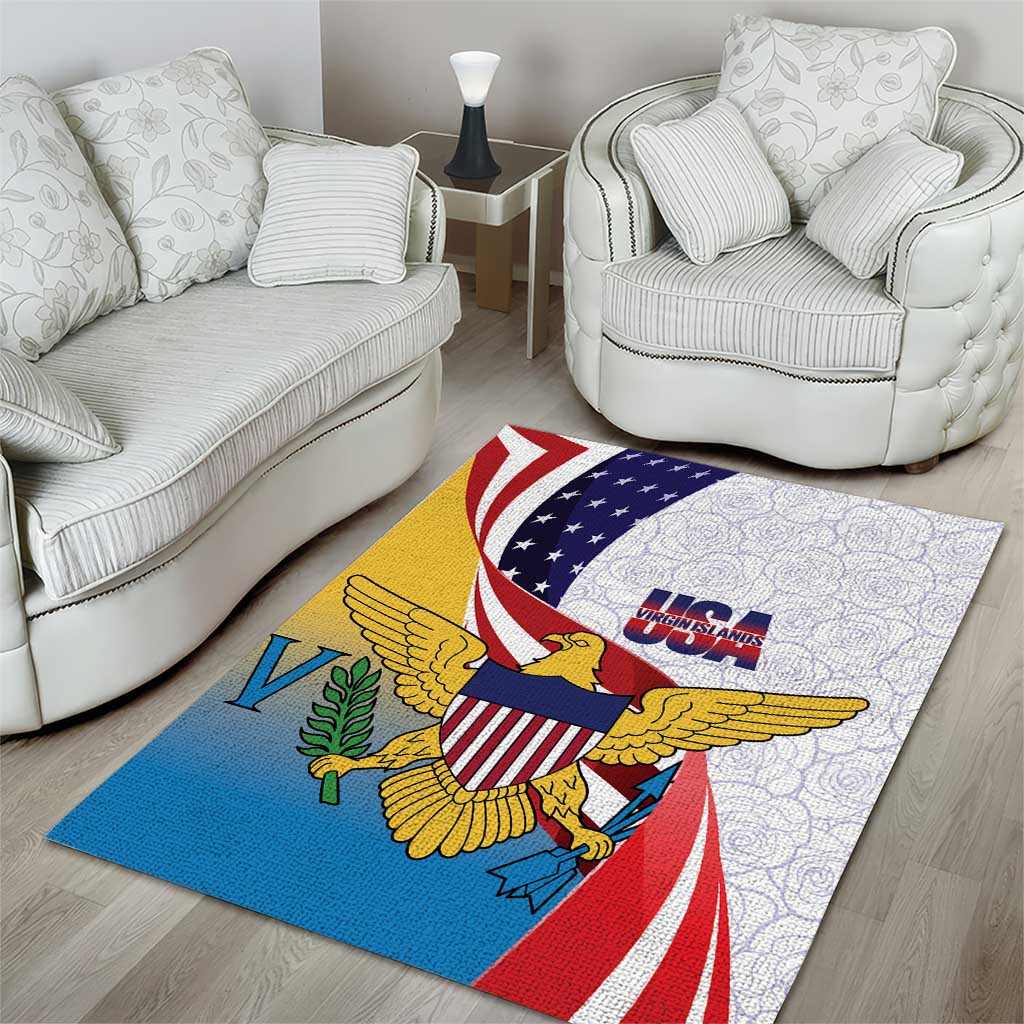 United States Virgin Islands Area Rug USA Curve Flag With Yellow Eagle - Wonder Print Shop