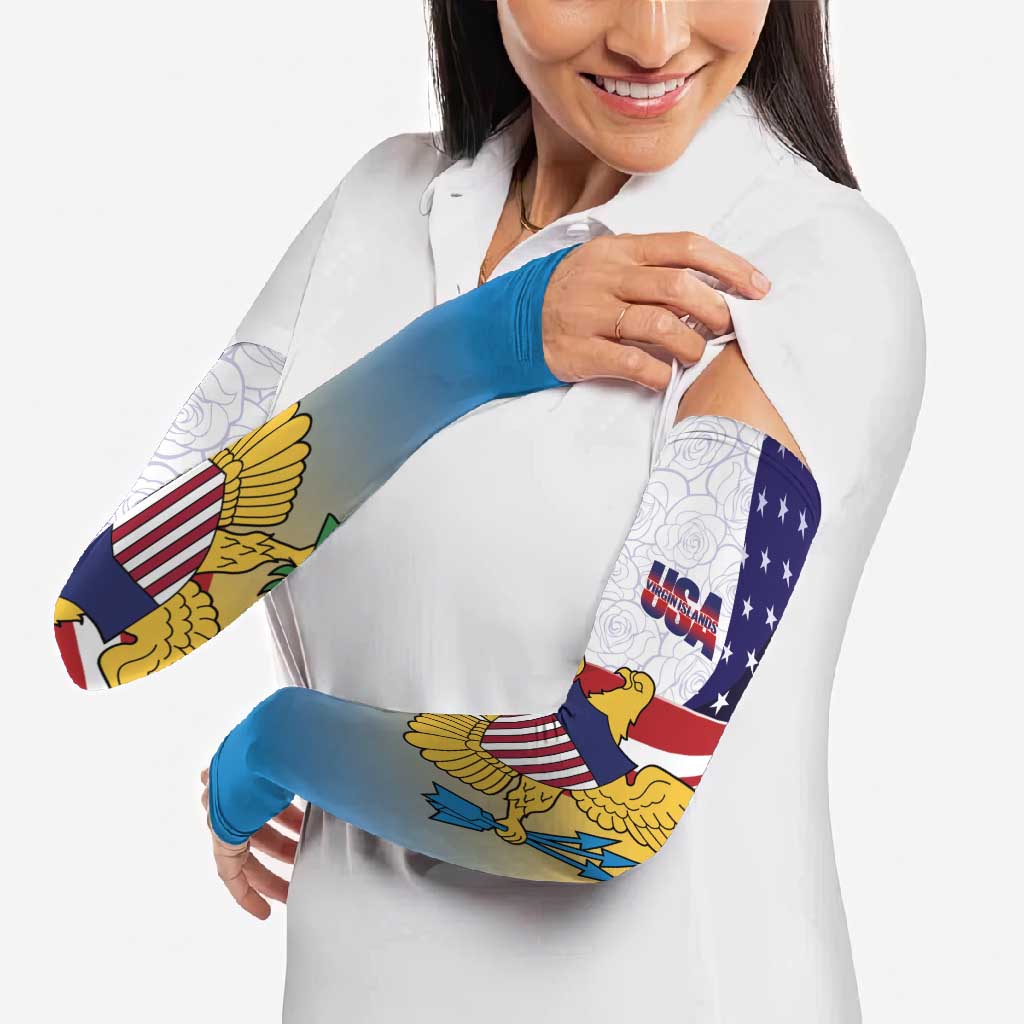 United States Virgin Islands Arm Sleeves USA Curve Flag With Yellow Eagle - Wonder Print Shop