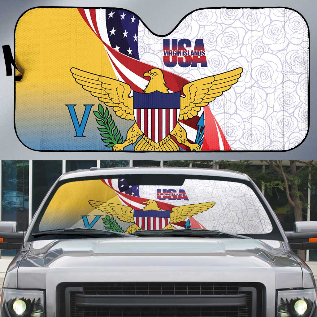United States Virgin Islands Auto Sun Shade USA Curve Flag With Yellow Eagle - Wonder Print Shop