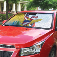 United States Virgin Islands Auto Sun Shade USA Curve Flag With Yellow Eagle - Wonder Print Shop