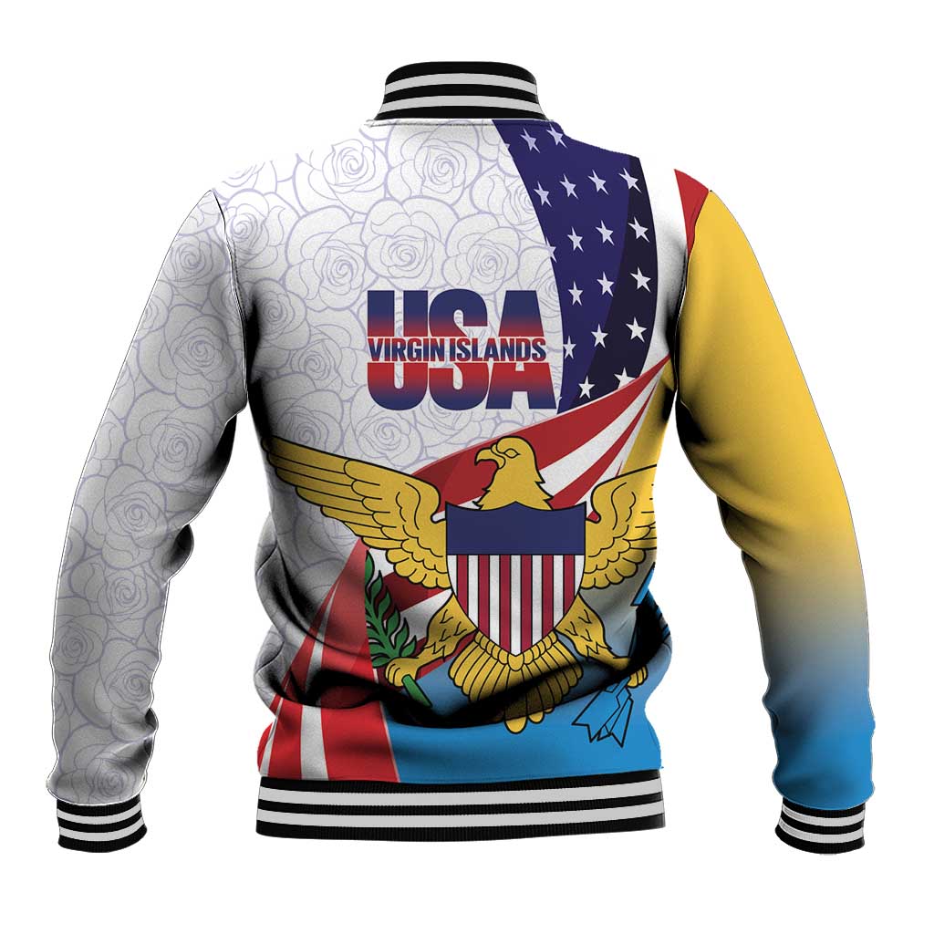 United States Virgin Islands Baseball Jacket USA Curve Flag With Yellow Eagle - Wonder Print Shop