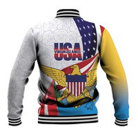 United States Virgin Islands Baseball Jacket USA Curve Flag With Yellow Eagle - Wonder Print Shop