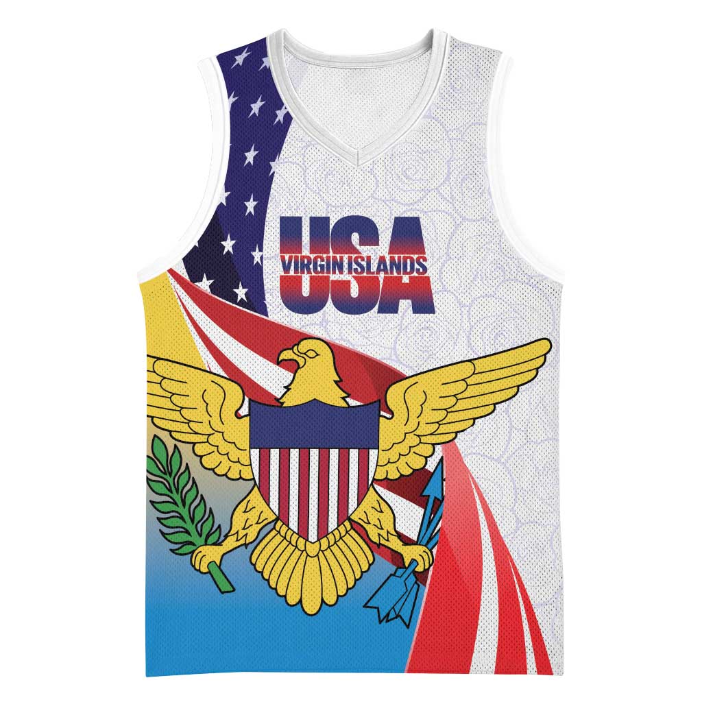United States Virgin Islands Basketball Jersey USA Curve Flag With Yellow Eagle - Wonder Print Shop