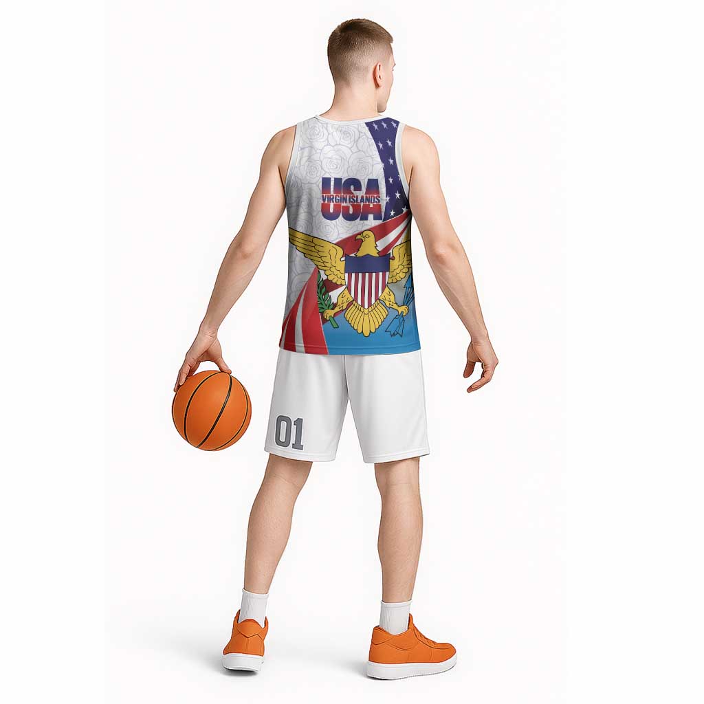 United States Virgin Islands Basketball Jersey USA Curve Flag With Yellow Eagle - Wonder Print Shop