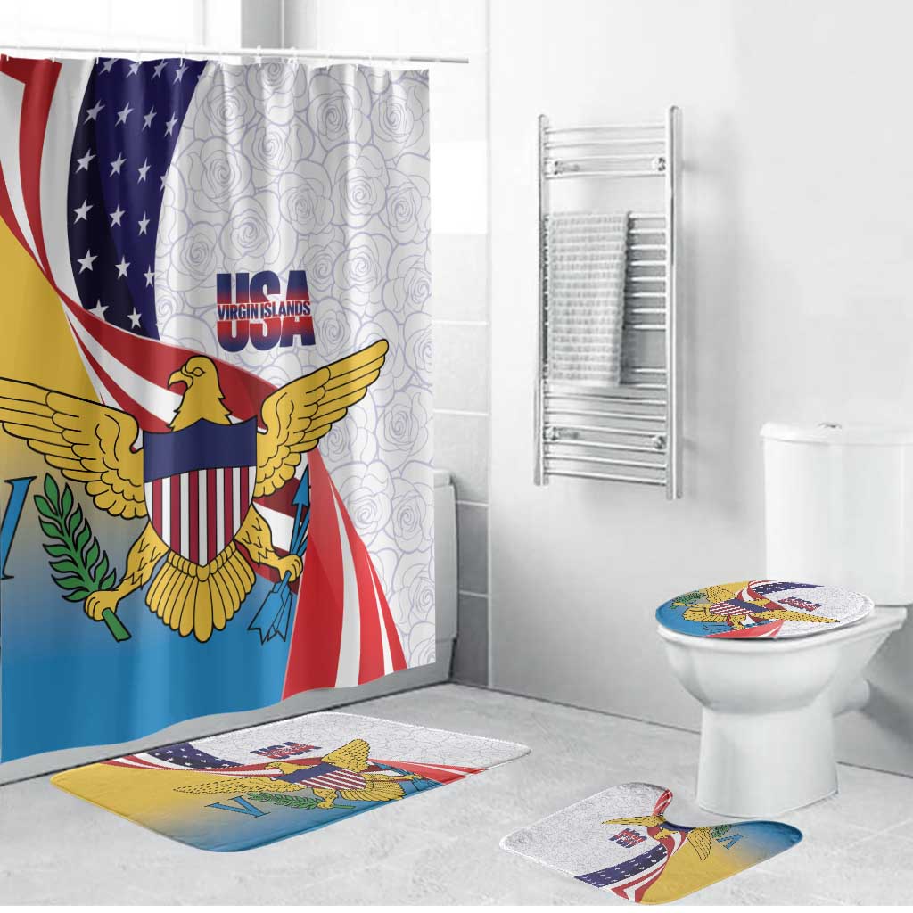 United States Virgin Islands Bathroom Set USA Curve Flag With Yellow Eagle - Wonder Print Shop