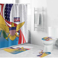 United States Virgin Islands Bathroom Set USA Curve Flag With Yellow Eagle - Wonder Print Shop