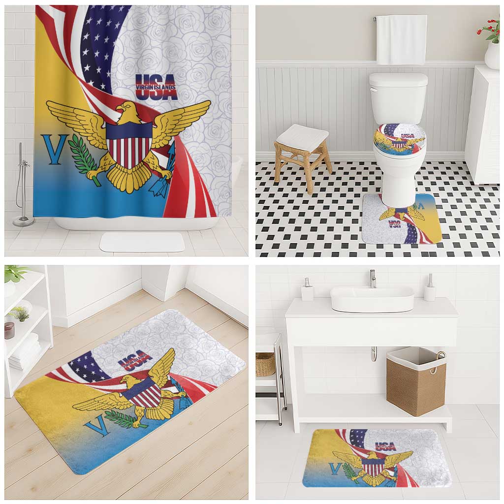 United States Virgin Islands Bathroom Set USA Curve Flag With Yellow Eagle - Wonder Print Shop