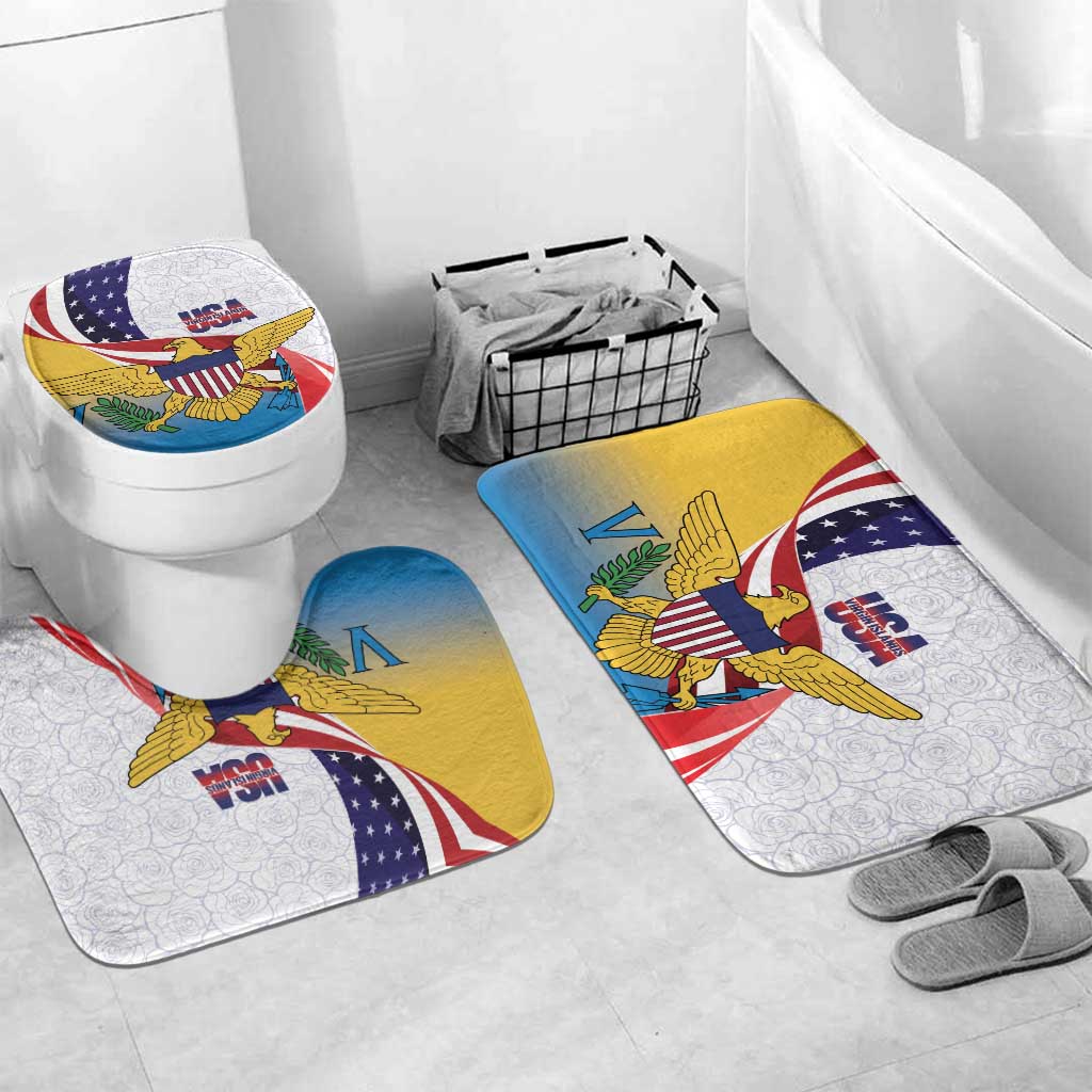 United States Virgin Islands Bathroom Set USA Curve Flag With Yellow Eagle - Wonder Print Shop