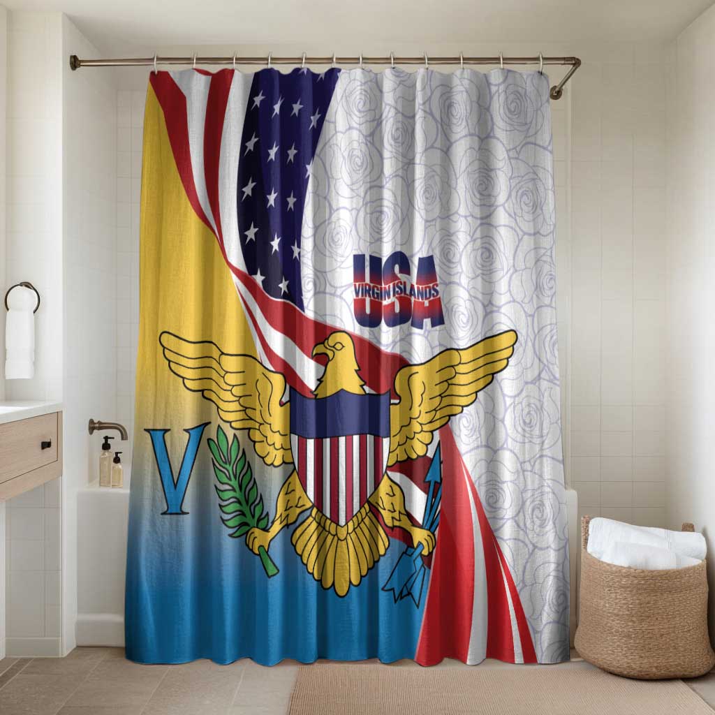 United States Virgin Islands Bathroom Set USA Curve Flag With Yellow Eagle - Wonder Print Shop