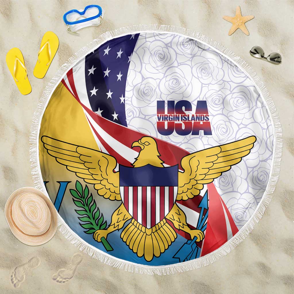 United States Virgin Islands Beach Blanket USA Curve Flag With Yellow Eagle - Wonder Print Shop