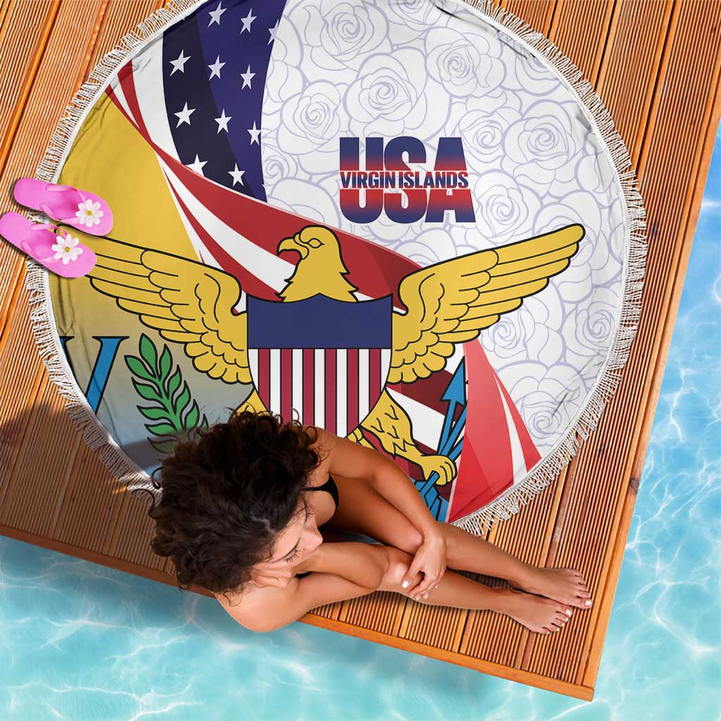 United States Virgin Islands Beach Blanket USA Curve Flag With Yellow Eagle - Wonder Print Shop