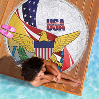 United States Virgin Islands Beach Blanket USA Curve Flag With Yellow Eagle - Wonder Print Shop