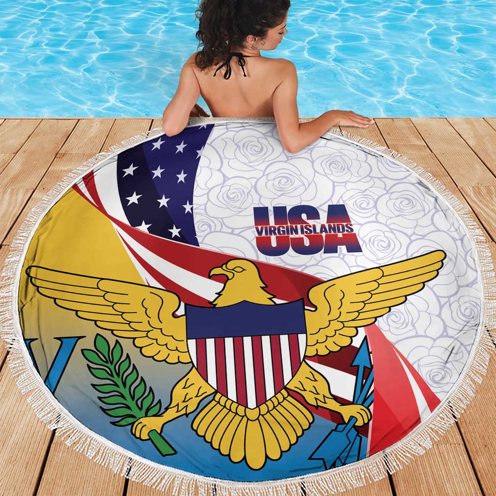 United States Virgin Islands Beach Blanket USA Curve Flag With Yellow Eagle - Wonder Print Shop