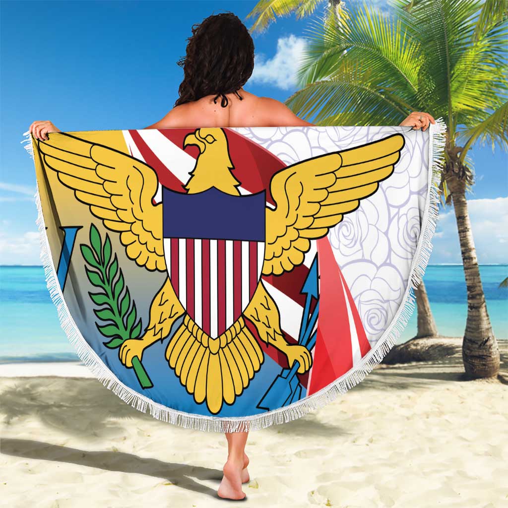 United States Virgin Islands Beach Blanket USA Curve Flag With Yellow Eagle - Wonder Print Shop
