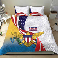 United States Virgin Islands Bedding Set USA Curve Flag With Yellow Eagle - Wonder Print Shop
