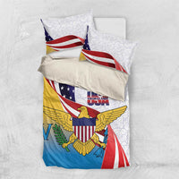 United States Virgin Islands Bedding Set USA Curve Flag With Yellow Eagle - Wonder Print Shop