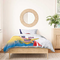 United States Virgin Islands Bedding Set USA Curve Flag With Yellow Eagle - Wonder Print Shop