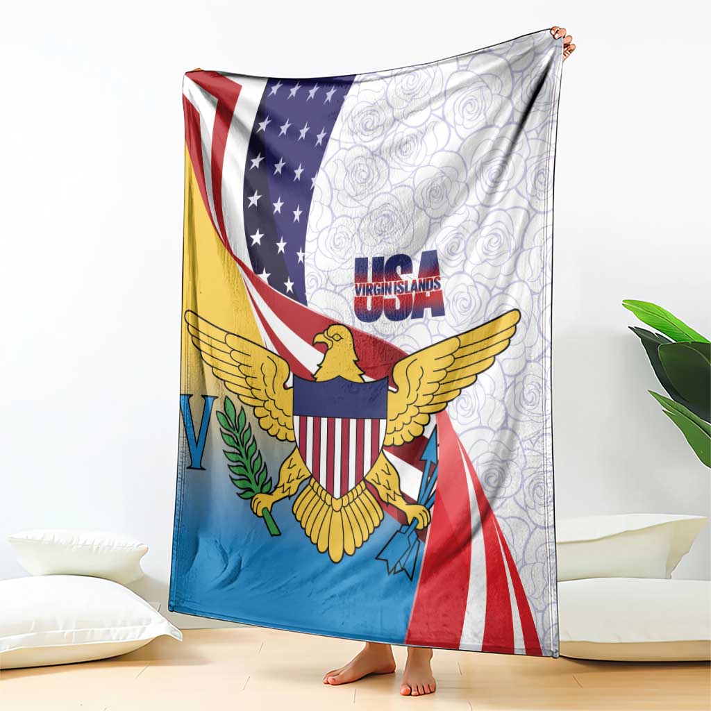United States Virgin Islands Blanket USA Curve Flag With Yellow Eagle - Wonder Print Shop
