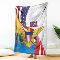 United States Virgin Islands Blanket USA Curve Flag With Yellow Eagle - Wonder Print Shop