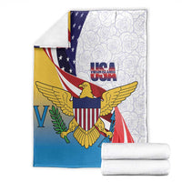 United States Virgin Islands Blanket USA Curve Flag With Yellow Eagle - Wonder Print Shop