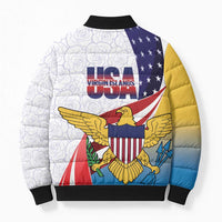 United States Virgin Islands Bomber Puffer Jacket USA Curve Flag With Yellow Eagle - Wonder Print Shop