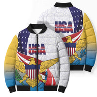 United States Virgin Islands Bomber Puffer Jacket USA Curve Flag With Yellow Eagle - Wonder Print Shop
