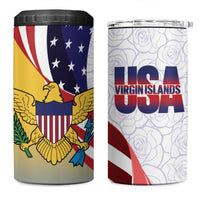 United States Virgin Islands 4 in 1 Can Cooler Tumbler USA Curve Flag With Yellow Eagle - Wonder Print Shop