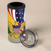 United States Virgin Islands 4 in 1 Can Cooler Tumbler USA Curve Flag With Yellow Eagle - Wonder Print Shop