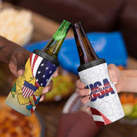 United States Virgin Islands 4 in 1 Can Cooler Tumbler USA Curve Flag With Yellow Eagle - Wonder Print Shop