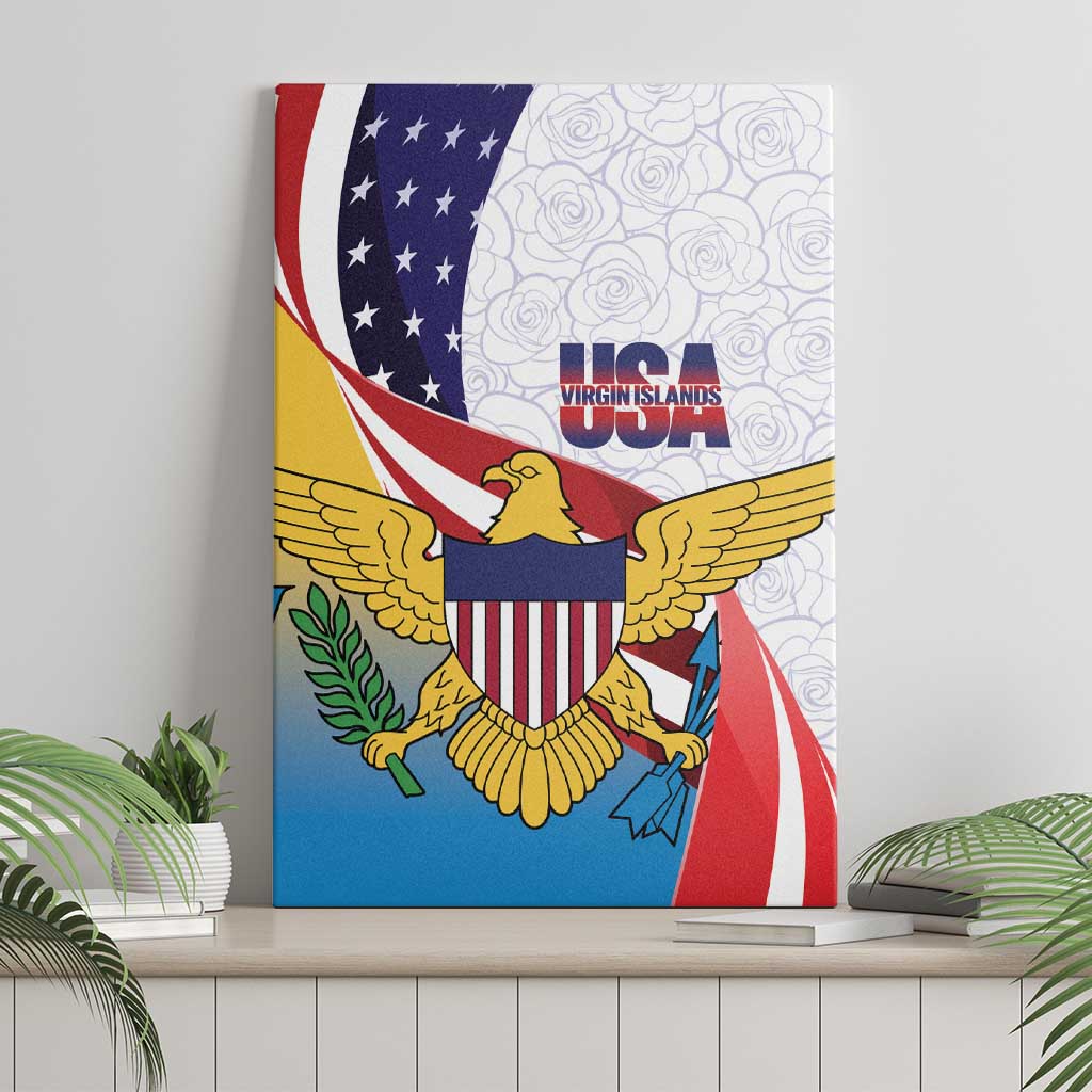 United States Virgin Islands Canvas Wall Art USA Curve Flag With Yellow Eagle - Wonder Print Shop
