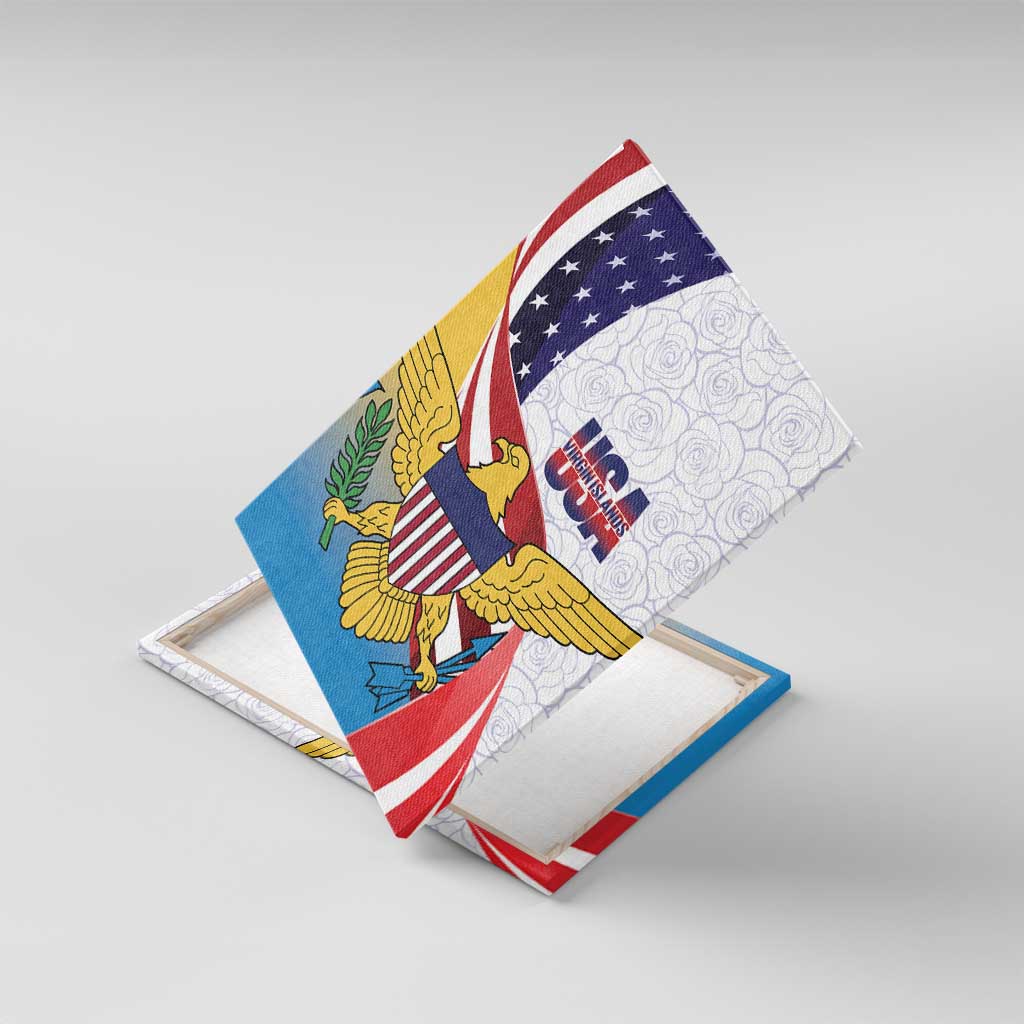 United States Virgin Islands Canvas Wall Art USA Curve Flag With Yellow Eagle - Wonder Print Shop