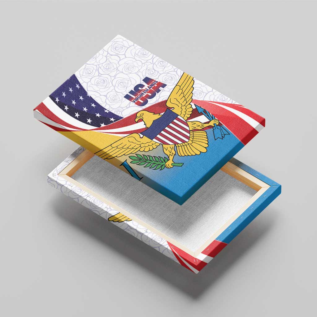 United States Virgin Islands Canvas Wall Art USA Curve Flag With Yellow Eagle - Wonder Print Shop