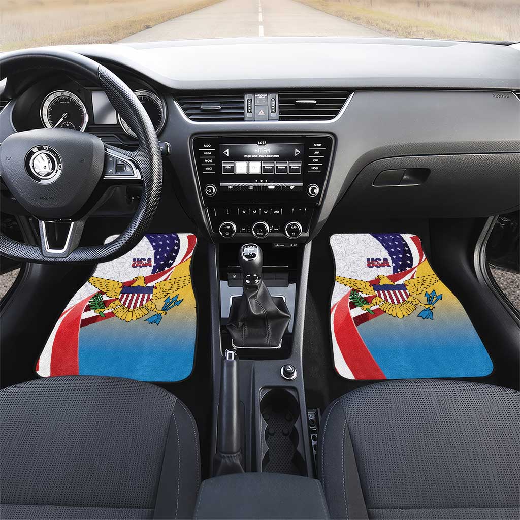United States Virgin Islands Car Mats USA Curve Flag With Yellow Eagle - Wonder Print Shop