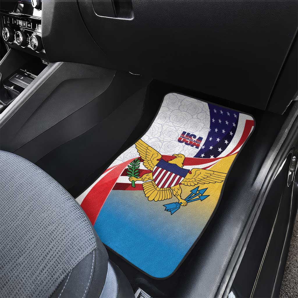 United States Virgin Islands Car Mats USA Curve Flag With Yellow Eagle - Wonder Print Shop