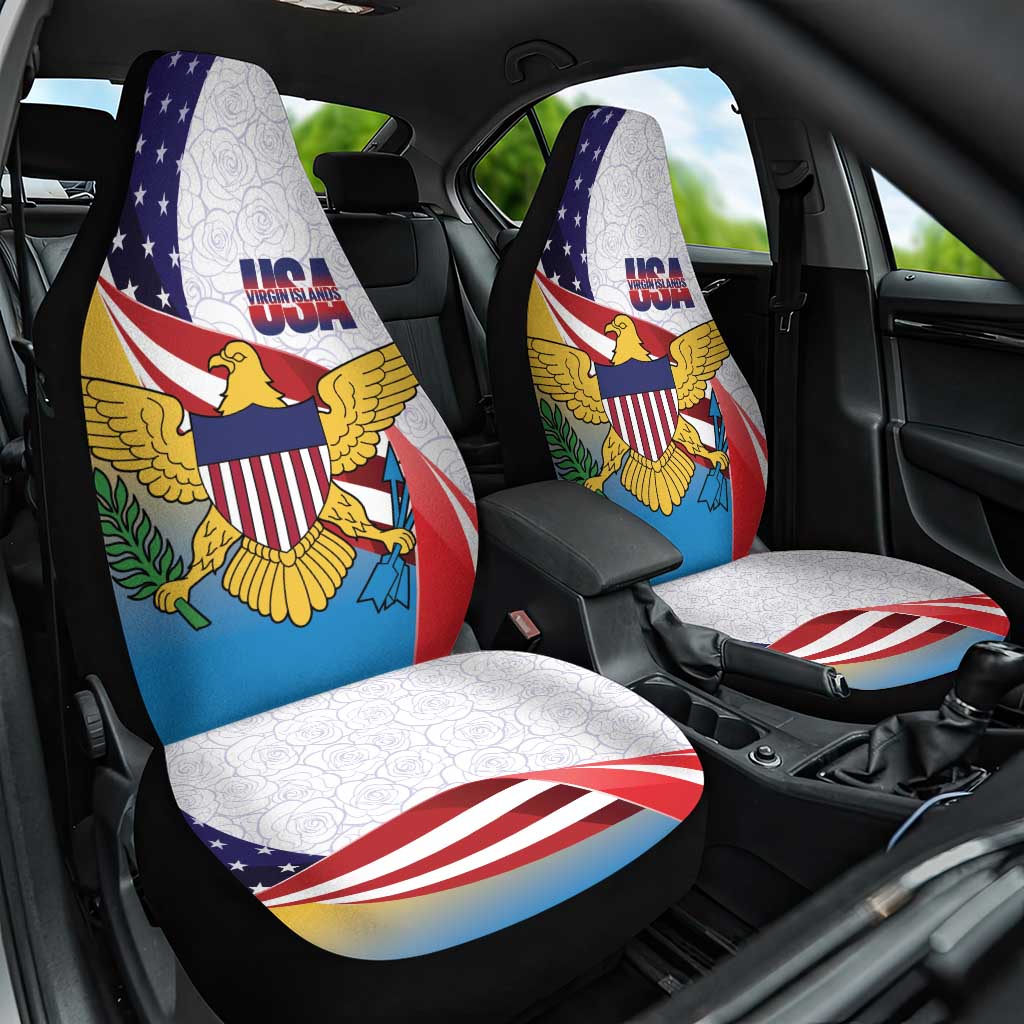United States Virgin Islands Car Seat Cover USA Curve Flag With Yellow Eagle - Wonder Print Shop