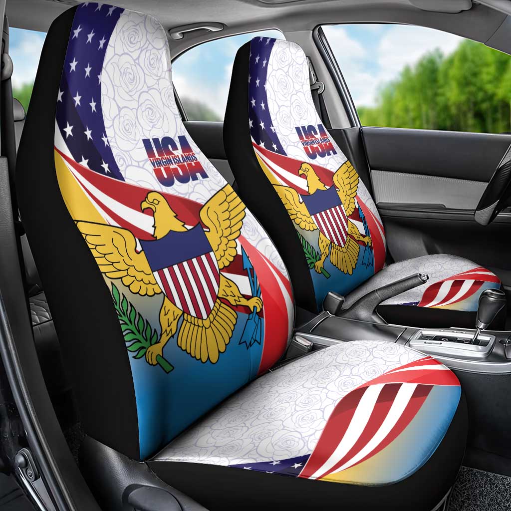 United States Virgin Islands Car Seat Cover USA Curve Flag With Yellow Eagle - Wonder Print Shop