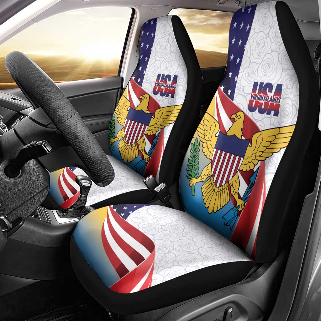 United States Virgin Islands Car Seat Cover USA Curve Flag With Yellow Eagle - Wonder Print Shop