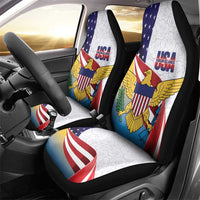 United States Virgin Islands Car Seat Cover USA Curve Flag With Yellow Eagle - Wonder Print Shop
