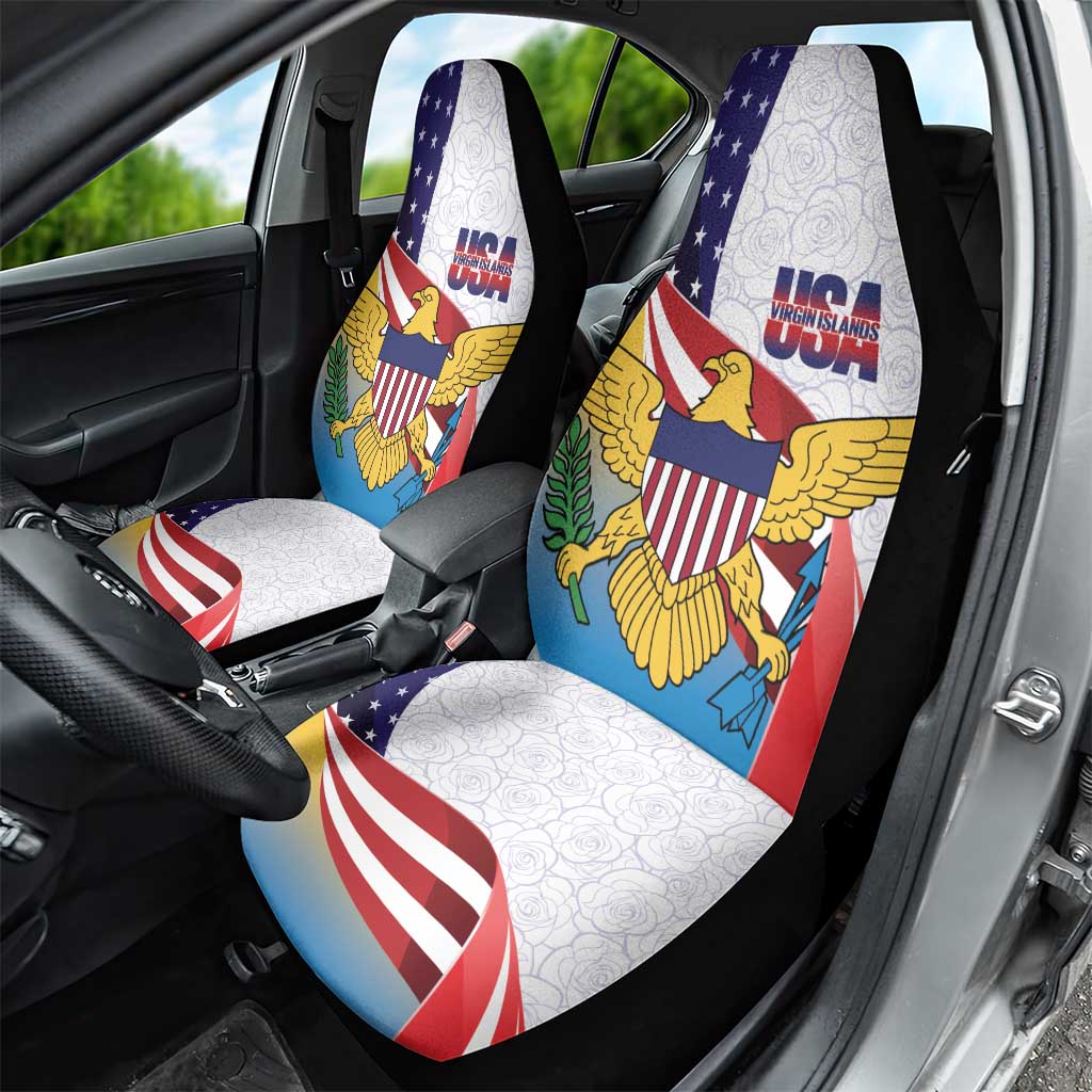 United States Virgin Islands Car Seat Cover USA Curve Flag With Yellow Eagle - Wonder Print Shop