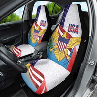 United States Virgin Islands Car Seat Cover USA Curve Flag With Yellow Eagle - Wonder Print Shop